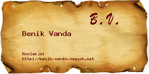 Benik Vanda névjegykártya